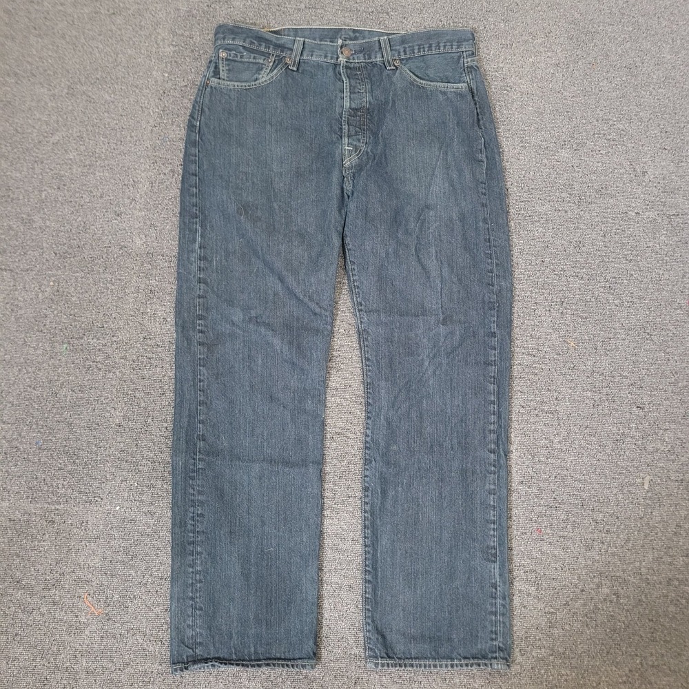 Levis Size W35 L30 501 Original Fit Jeans Mens Blue Straight Leg Button Fly